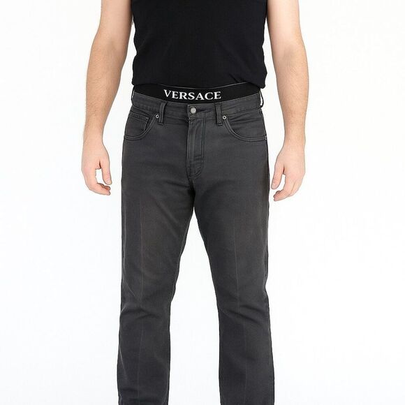 EUC Gianni Versace Jeans Pin Striped Faded Soft Black Gray Denim Jeans - Picture 1 of 17